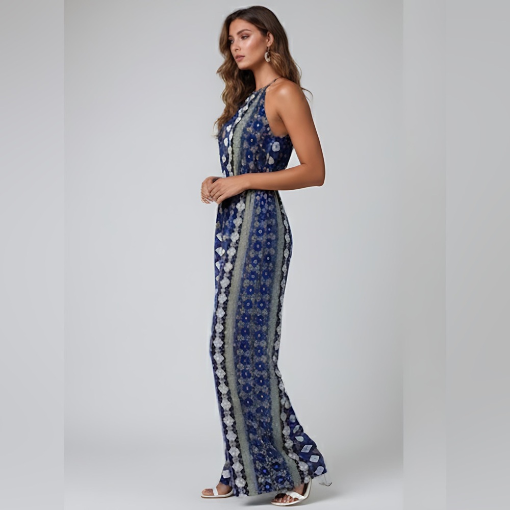 Boho Print Wide Leg Jumpsuit - Picture 5 of 6